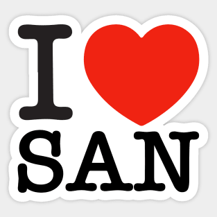 i love Ateez san text typography heart atiny | Morcaworks Sticker